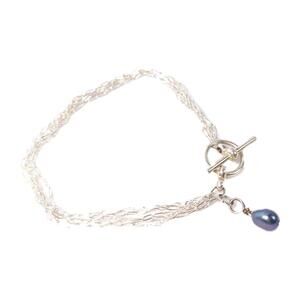 Hand Crafted Minimalist Multi Strand Chain And Pearl Chain Bracelet Toggle Clasp